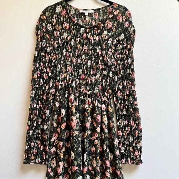 Vintage Expression smock floral chiffon maxi dress Sz S - Picture 2 of 12